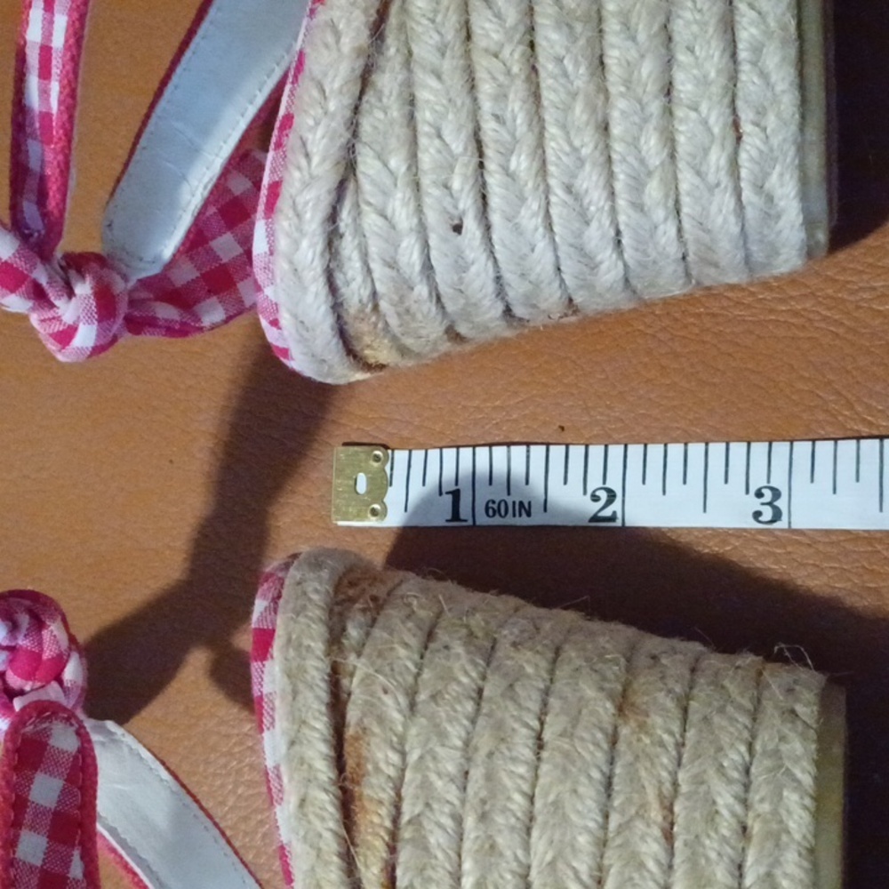 - No Boundaries Red Gingham Peep Toe Wedges - Picture 7 of 7
